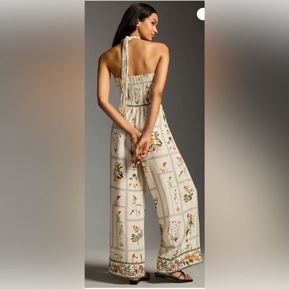 Anthropologie Floral Print Jumpsuit in Cream - Picture 2 of 4